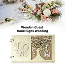 Wedding Guest Books Wooden Heart Hollow Notebook Name Sign Board Craft Gift