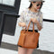 4pcs/set Litchi Leather Tassel Women Tote Shoulder Handbag Card Bags (Brown