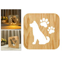 Dog Night Light Bedside Wooden Lamp Home Decor Warm White Bright LED Nightlight