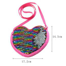 Sequin Heart Shoulder Handbags Flannel Women Kid Crossbody Bag (Multicolor)