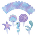 20pcs Mermaid Cake Border Baby Shower Wedding Cake Topper Decorations Wrapper ME