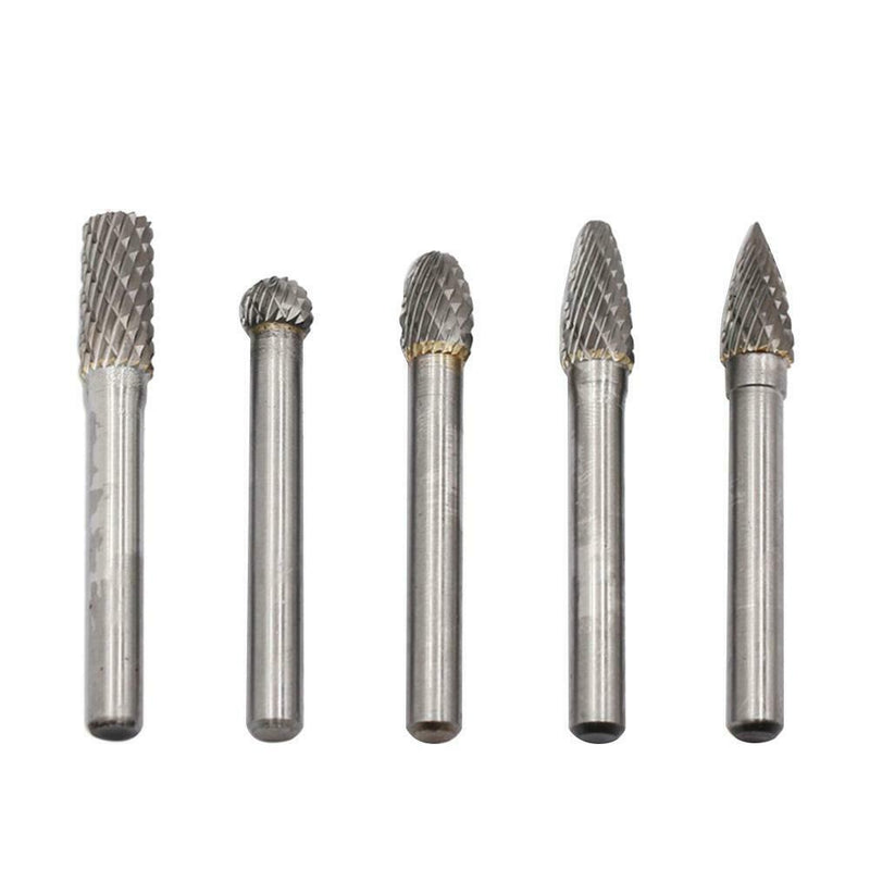 5pcs/set Tungsten Carbide Rotary File Burr Rasp Drill Grinding Wood Grinder
