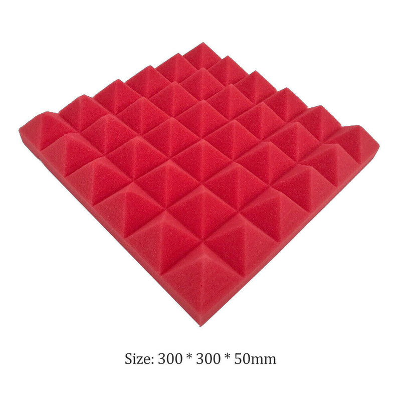 10x Soundproofing Foam Pads Polyurethane Studio Room Sound Treatment (Red)