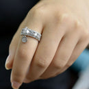 New Plated Disc Ring Gorgeous Round White Rhinestone Engagement Ring Weddin E1R8