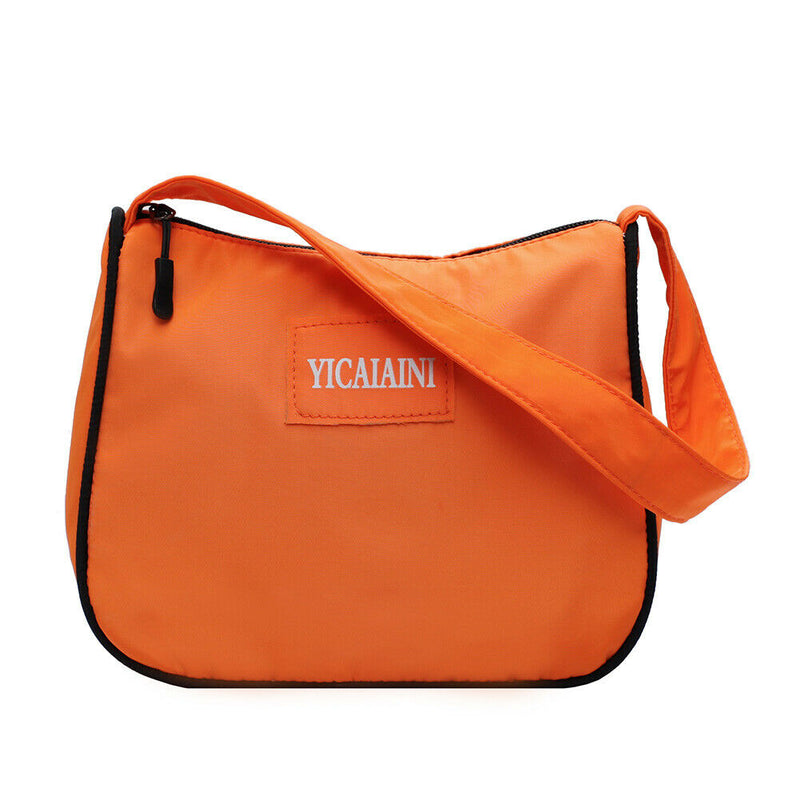 Women Travel Handbags Tote Ladies Nylon Shoulder Zip Shopping Bag (Orange)
