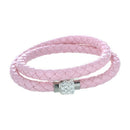 Bangle Bracelet Crystal Braided Leather Clasp Magnetic Jewelry Pink