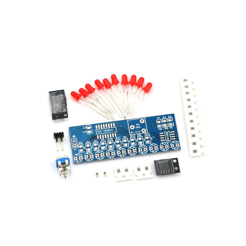 DIY Kit Running Flow LED Light Production Suite Electronic NE555+CD401 Bj