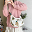 Korean Bear Crossbody Tote Bag Women Plush Casual Shoulder Dumpling Handbag