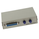 2 Port Parallel Printer DB 25 pin Data Switch Manual Selector Box 2 In 1 Out