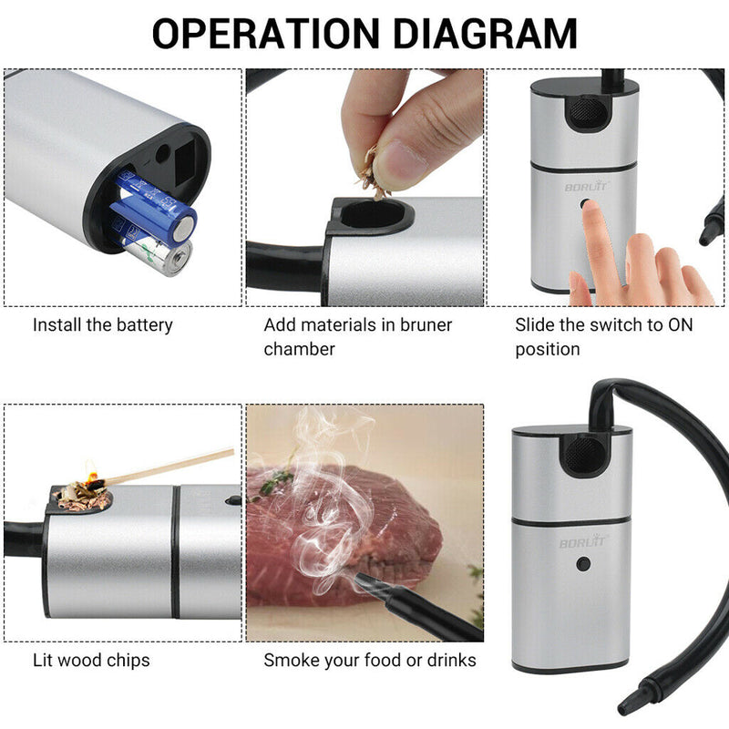 Portable Smoke Infuser Hand-held Cold Smoking Gun for BBQ Food
