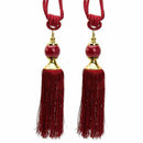 1 Pair Window Curtain Tieback Red Beaded Ribbon Tassel Rope Curtain Tie Bac