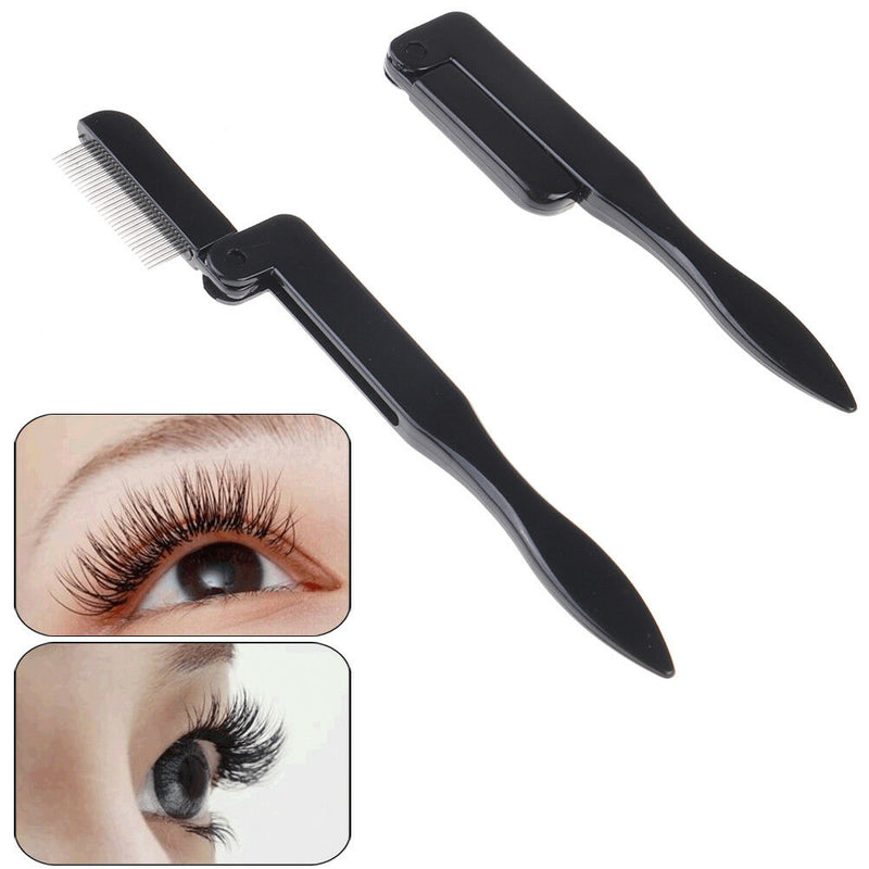 Foldable eyelash comb metal eyebrow brush tool mascara separator lash curl b Gw