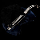 Dotted Bow Barrette Hair Clip Bun Cover Dark Blue White w Net Snood E9I4