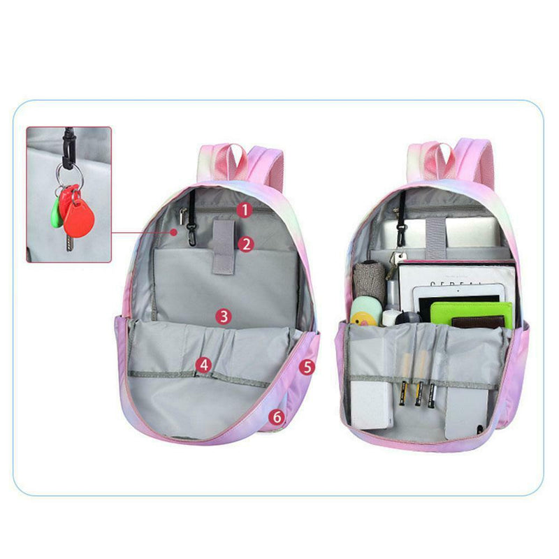 Gradient Women Waterproof Backpacks Girls Travel Big Capacity Shoulder Bags