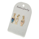 3Pcs/Set Fashion Women Bohemian Sea Fish Crystal Dangle Stud Earrings Jewe JR