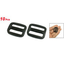 Webbing 25/32" Black Hard Plastic Slide Rectangle Buckle 10 Pcs P2K3