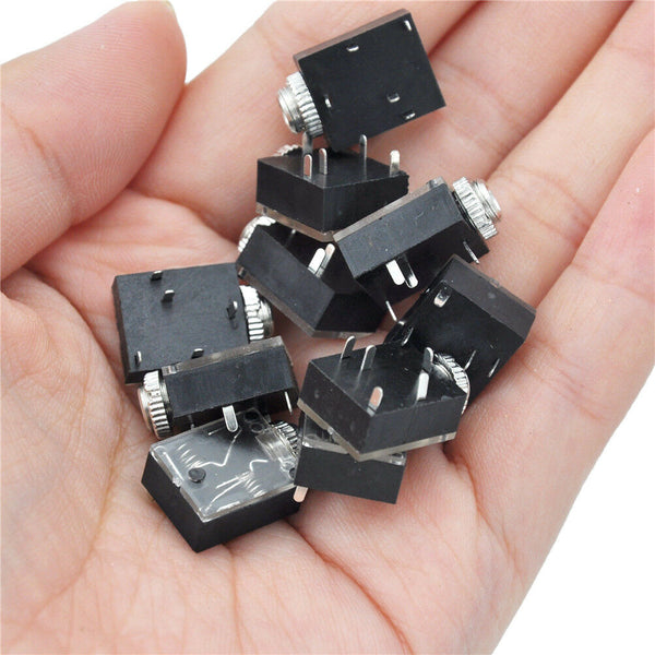 10Pcs 3.5mm Headphones Stereo Audio Socket Jack With nut 5 Pin PCB GVsp