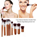 11 Bamboo Cosmetic Brushes Eyelash Powder Foundation Female Makeup Beauty Tool