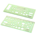 2 Pcs Plastic Drawing Ruler Geometric Template Ruler Stencil Measure Tool