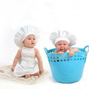 Summer Newborn Chef Photography Clothing Solid Infant Baby Photo Apron+Hat