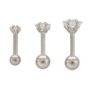 1 Set Of 3 Size 316L Steel Stars Clear Zirconic Cartilaginous Ear Piercing EK5R5