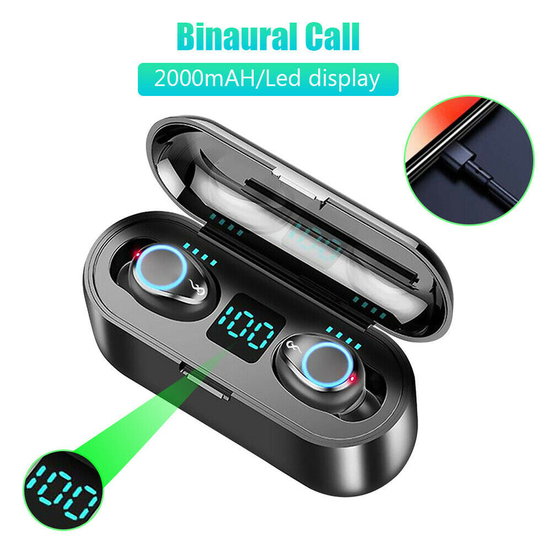F9 Waterproof LED TWS Wireless Headset Bluetooth 5.0 Sports Headphones A