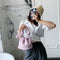 Casual Drawstring Bucket Bag Women PU Crossbody Shoulder Handbags (Pink) A#S