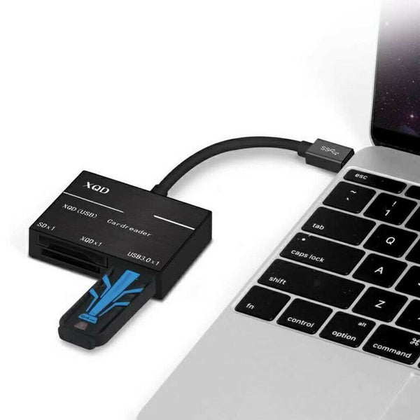 USB 3.0 Type -C Combo Hub Adapter for Micro SD/XQD Card Reader  Black