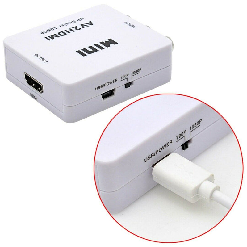3 RCA to HDMI Converter Composite AV CVBS Video Adapter 1080p For Wii NES SNES