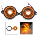 2Pcs Amber Round Side Marker Lights Clearance 10 LED Truck Trailer Lamp 24V ME