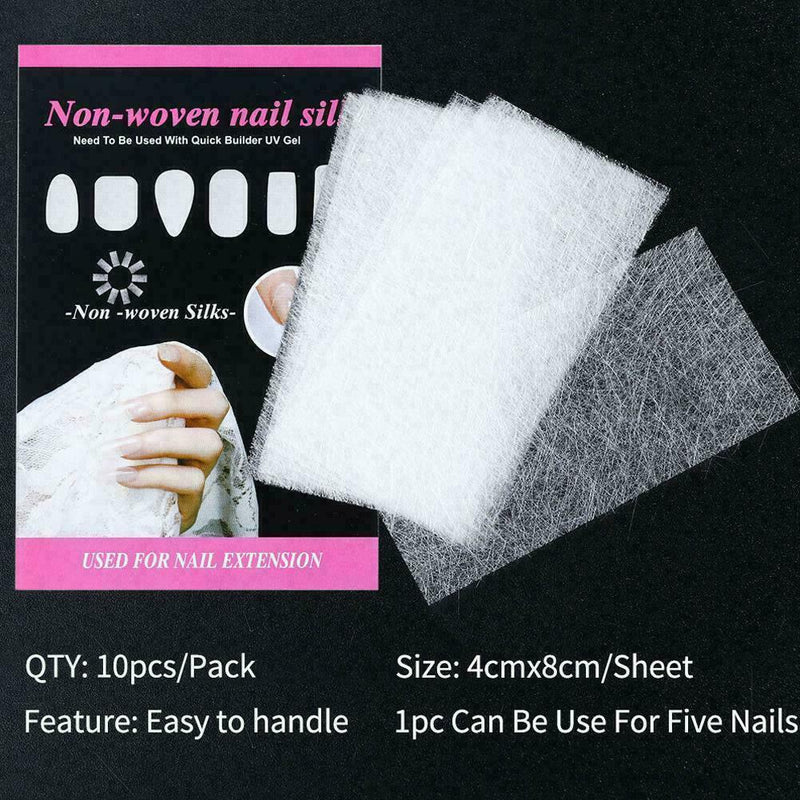 10X Nail Form Fiber Glass Nail Art Fiberglass Non-woven Extension Silk Tips Y3O3