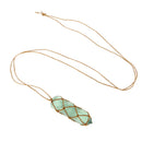 Natural Stone Necklace Green Fluorite Stone Quartz Pendant With Rope