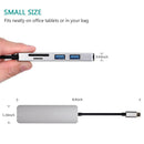 Aluminum USB Type-C 5 In 1 Hub Adapter 2 USB 3.0 Card Reader For Macbook