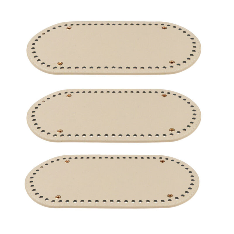 3x Crochet PU Bag Bottom Shaper Cushion Hand-woven Bag Pad Accessory Beige