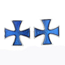 Stainless Steel Men Cuff Link CUFFLINKS Shirt Set Iron Cross Windmill--Blue V5P4