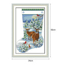 DIY Needlework Elk Xmas Socks Cross Stitch 14CT Stamp Embroidery (D930)