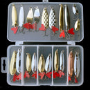 21Pcs/set Fishing Spoon Lure Treble Hook Spinner Baits 2.5/4/5/6/6.5/7/8/10g