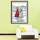 Stamped Cross Stitch Kit 11 Count Printed Sisters Beach Embroidery Crafts