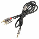 1M 3.5mm Male Jack to 2 RCA Male AUX Analog Stereo Audio Y Adapter Cable Co
