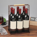 6 Bottle Wine Caddy Sturdy Black Coated Frame Protects Bottles.Real Natural