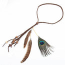 Bohemian Peacock Feather Headdress Headband Braiding Hair Band Headband Lea W1T3