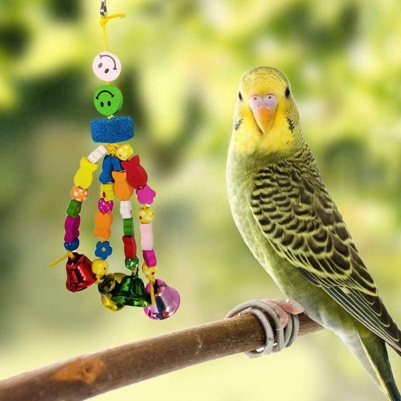 Parrot Toys Wooden Hanging Bell Cage Bird Climbing Swing Stand Pet Supplies