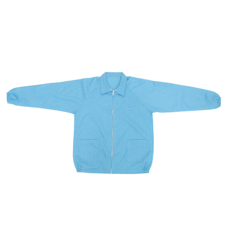 Protective Suit Dustproof Anti-Static Clothes Workwear Jacket Lapel XL Blue