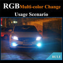 2x T10 W5W 5050 6SMD RGB Remote Control LED Multi Color Light Car Wedge Bulbs H7