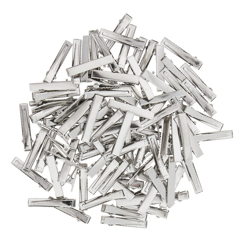 100x Crocodile Metal Hair Clips Teeth Prong DIY Hairbow Duckbill Barrette