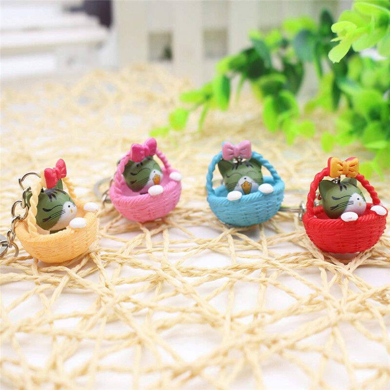 Cartoon Basket Cat  Keychain Pendant Keyring Gift  Bag Purse Key Chain JewelryM&