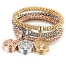 Womens 3Pcs Elastic Bracelets Bangle Hallow Out Tree Pendant Corn Chain Jewelry