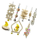 1Set/11pcs Bird Parrots Wooden Stand Swing Chew