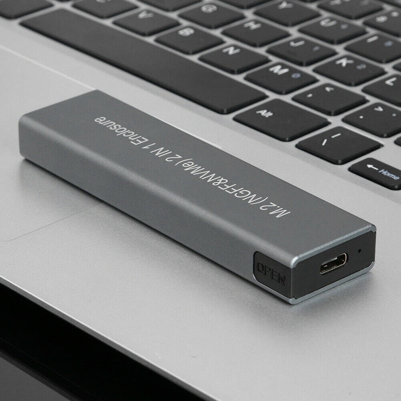 M.2 NVME PCIE SATA M/B Key SSD USB Type C Enclosure (USB-C To USB-A Cable)