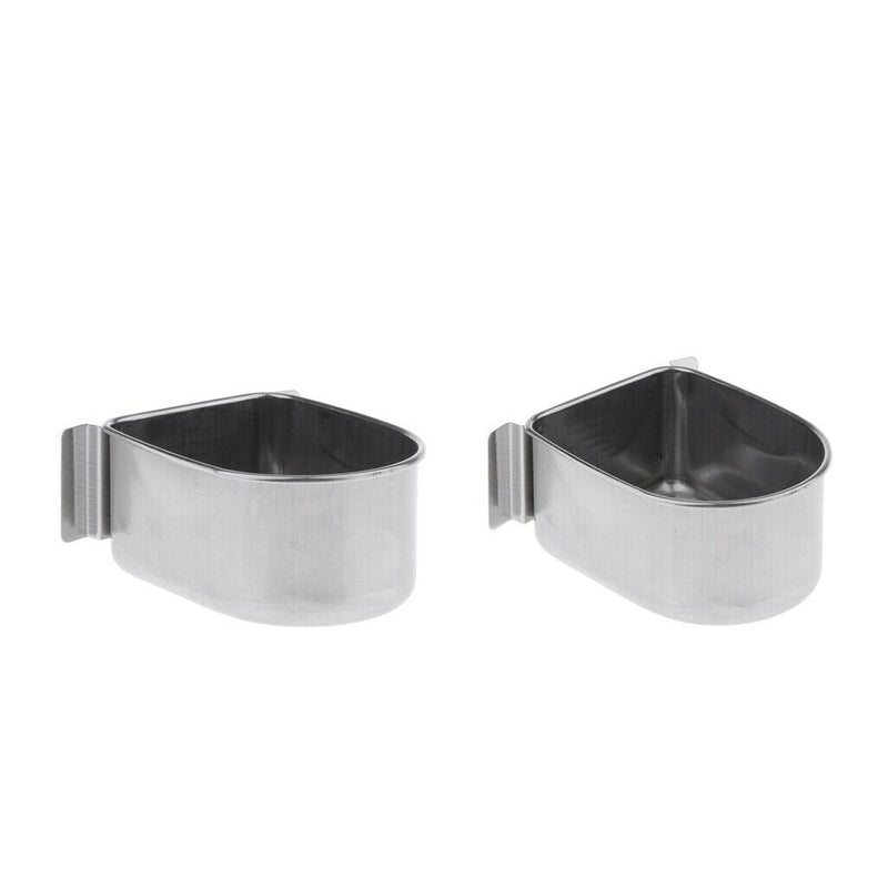 2x Useful Stainless Steel Bird Cages Food Water Feeder Cage Hanging Feeders
